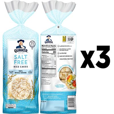 Quaker Large Rice Cakes, Salt Free, 8.53 Ounce (Pack of 3)