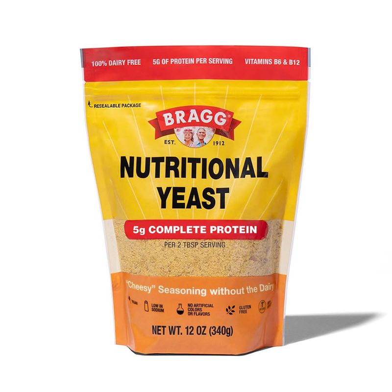 Bragg Premium Nutritional Yeast Seasoning - Vegan, Gluten Free - Good Source of Protein &amp; Vitamins - Nutritious Savory Parmesan Cheese Substitute (Original, 12 Ounce (Pack of 1))
