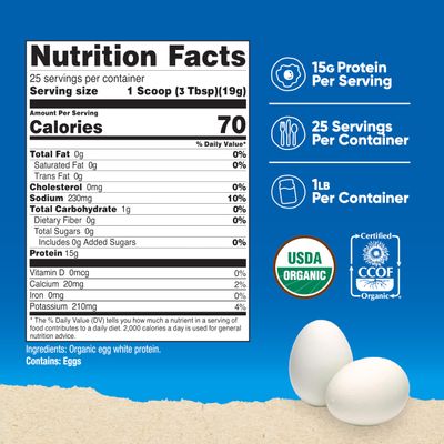 Nutricost Organic Egg White Protein Powder (1LB) 25 Servings Per Container - GMO-Free, Gluten-Free