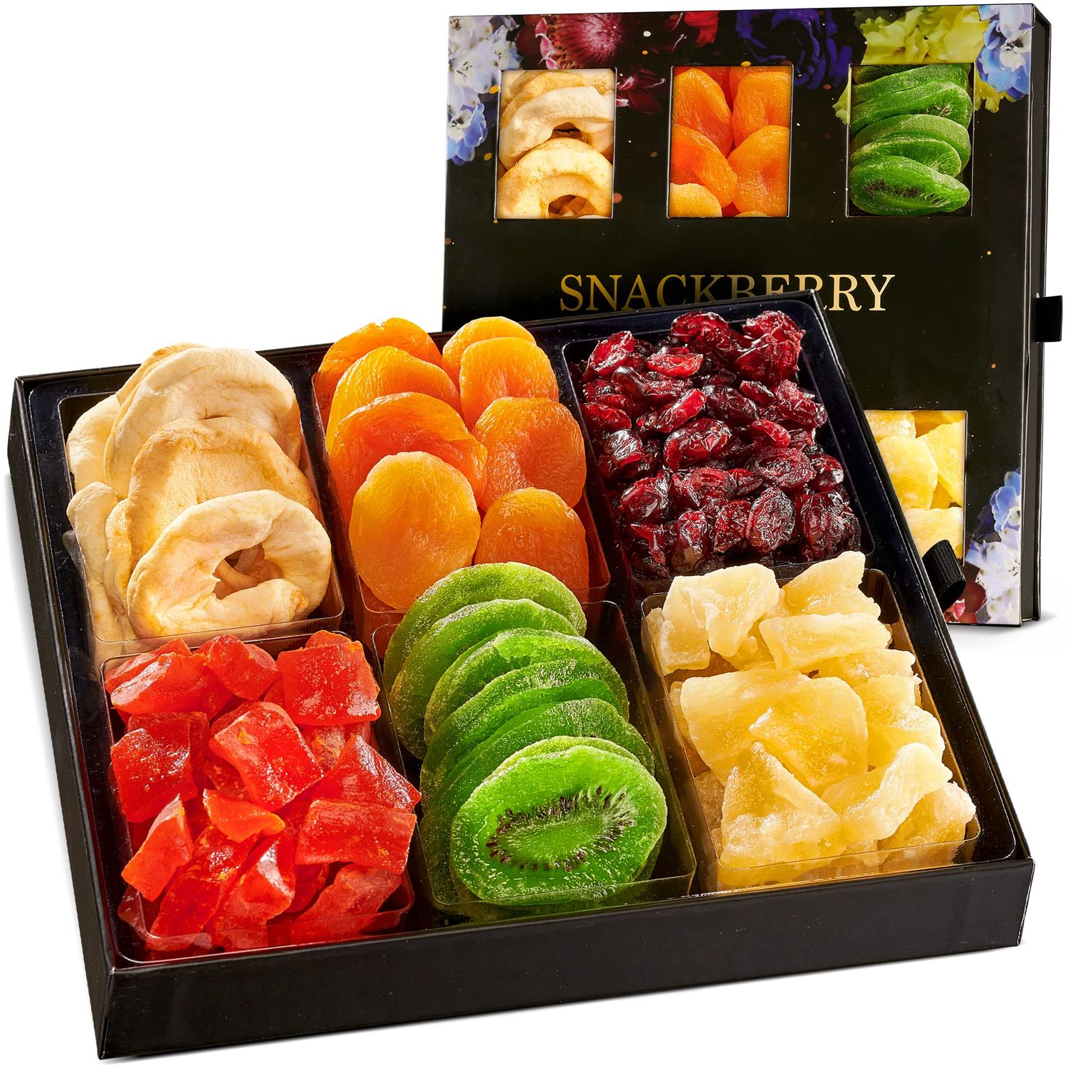 Dried Fruit Gift Basket, Gourmet Gift, Snack Box, in Elegant Drawer Window Gift Box, Gift Set for Birthday Party, Sympathy, Healthy Gift Snack Box for Men and Women. Kosher Parve, Snackberry (Single)