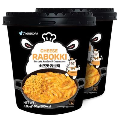 KINIKORA Premium Instant Rabokki Cup - (Cheese Flavor, Pack of 2) Korean Ramen &amp; Tteokbokki  Quick &amp; Easy, Authentic Street Food
