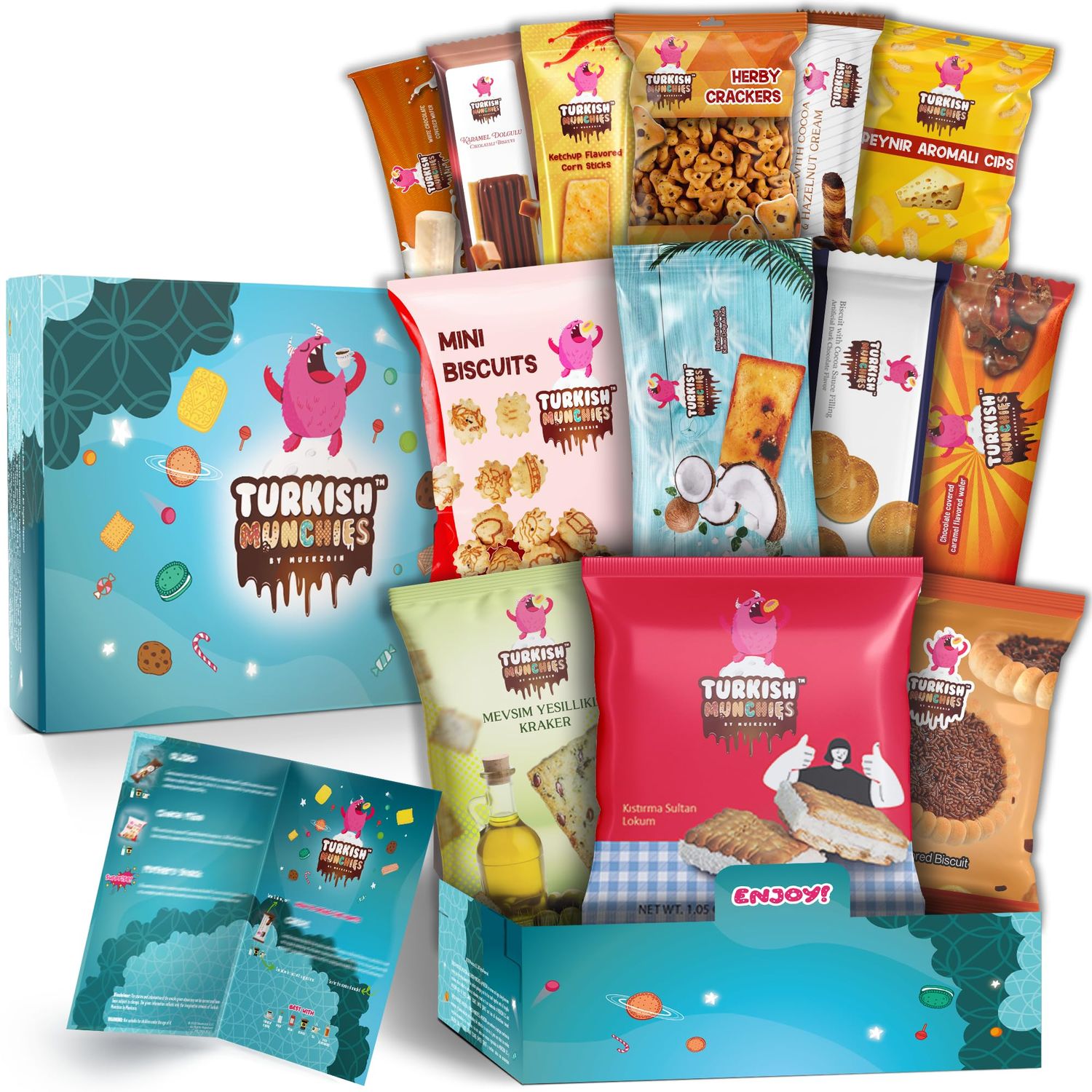 Midi International Food Hamper  Premium Exotic Foreign Foods  Unique Hampers &amp; Gourmet Gift for Men and Women  American Alike Retro Turkish Foods  12 Full-Size  1 Bonus Snacks