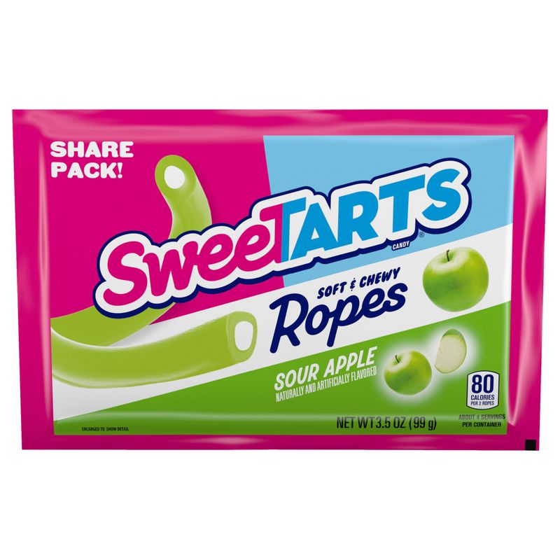 SweeTARTS Ropes, Candy, Sour Apple, Soft and Chewy, 3.5 oz (Pack of 12)