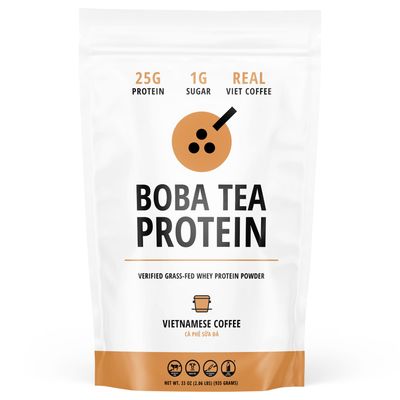 Boba Tea Protein Vietnamese Coffee  25g Grass-Fed Whey Protein Isolate Powder  112mg Caffeine  Gluten-Free &amp; Soy-Free Bubble Tea Drink  Real Ingredients &amp; Lactose-Free Protein Drink  25 Servings