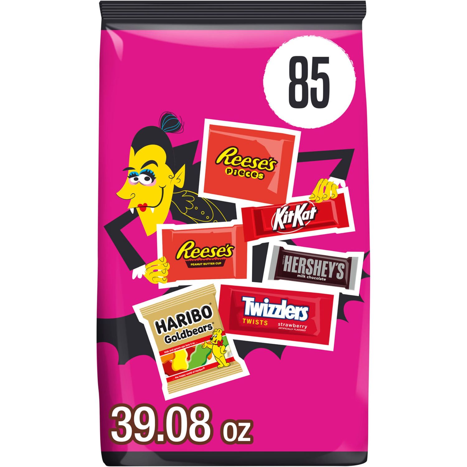 Hershey Assorted Flavored Snack Size, Halloween Candy Bulk Bag, 39.08 oz (85 Pieces)