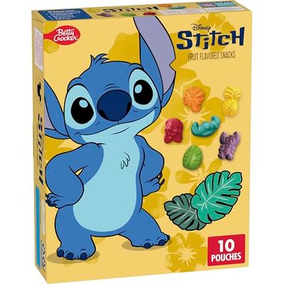 Betty Crocker Disney Stitch Fruit Flavored Snacks, Fat Free and Gluten Free Snack, 8 oz (10 Pouches)