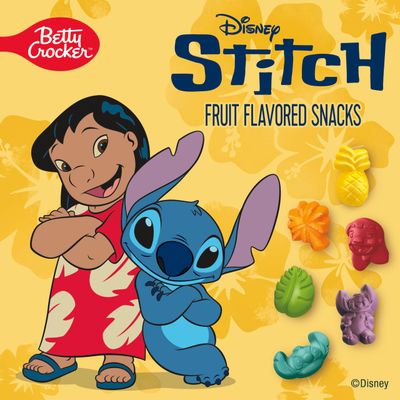 Betty Crocker Disney Stitch Fruit Flavored Snacks, Fat Free and Gluten Free Snack, 8 oz (10 Pouches)
