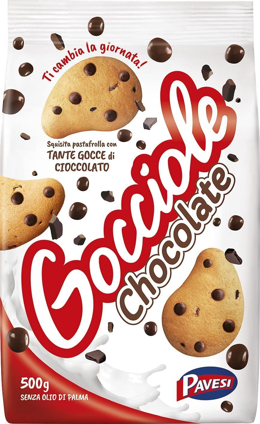 Pavesi: &quot;Gocciole Chocolate&quot; Biscuits with Chocolate drops , no palm oil - 17,6 Oz /500g , (Pack of 3)
