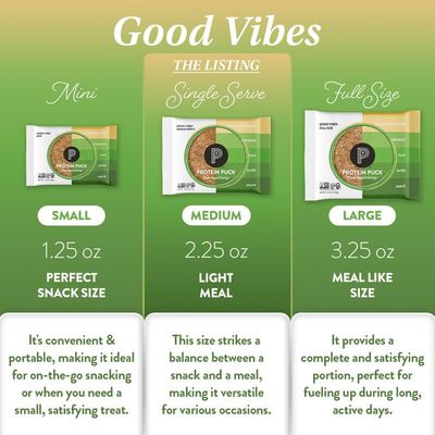Protein Puck Plant Based Bars Snacks with Vegan Protein 16 Count 2.25 oz Single Serve Gluten Free, Non Dairy, Kosher Certified Non GMO Premium Healthy Bars Good Vibes