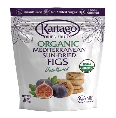 Kartago Organic Dried Figs - Unsulfured Mediterranean Sun Dried Figs - Vegan, Kosher, Gluten Free, No Added Sugar - Healthy Natural Vegan Snacks - 8oz (2-pack)
