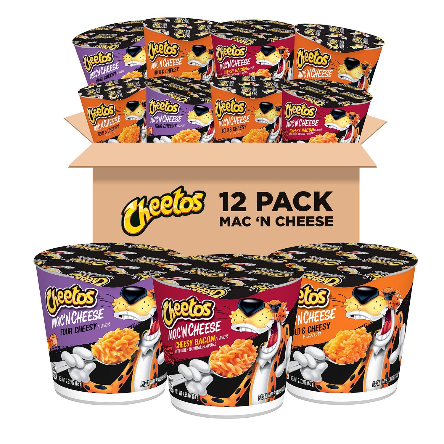 Cheetos Mac &amp; Cheese Cups, 3 Flavor Variety Pack, (Pack of 12)