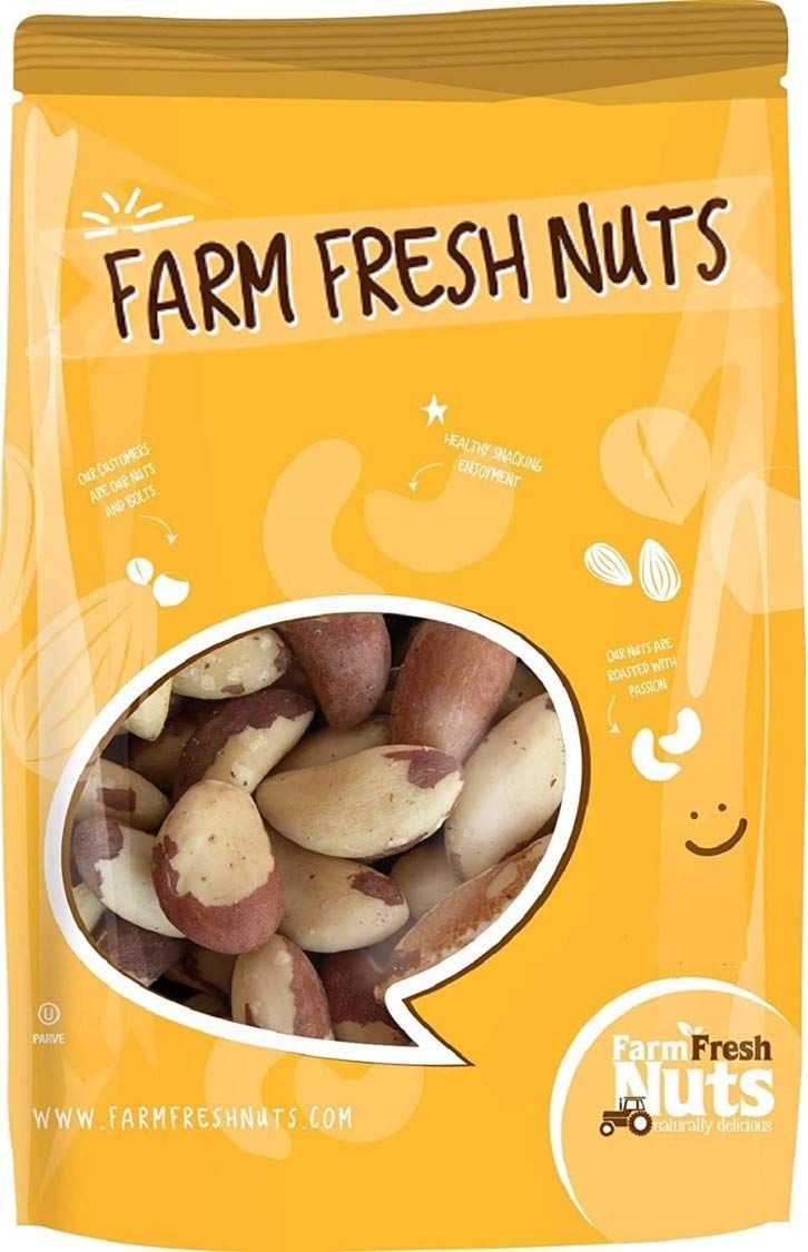 Dry Roasted Brazil Nuts with Healthy Himalayan Salt (12 Oz) - Oven Roasted to Perfection without Oil - Handpicked for Freshness - Farm Fresh Nuts Brand