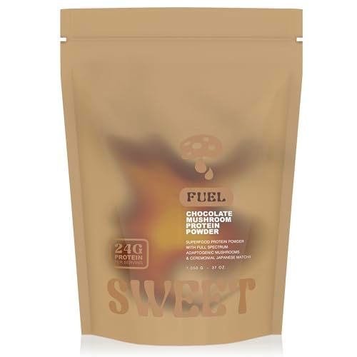 Sweet Shroom Vegan Pea Protein Powder, with Pumpkin Seed Protein &amp; Ceremonial Japanese Matcha for Muscle Recovery, Energy, Weight Loss &amp; Immune Support, Chocolate, 2.3 Pounds