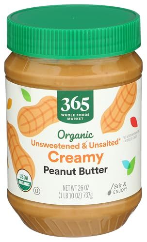 365 By Whole Foods Market, Peanut Butter Creamy Unsweetened No Salt Organic, 26 Ounce