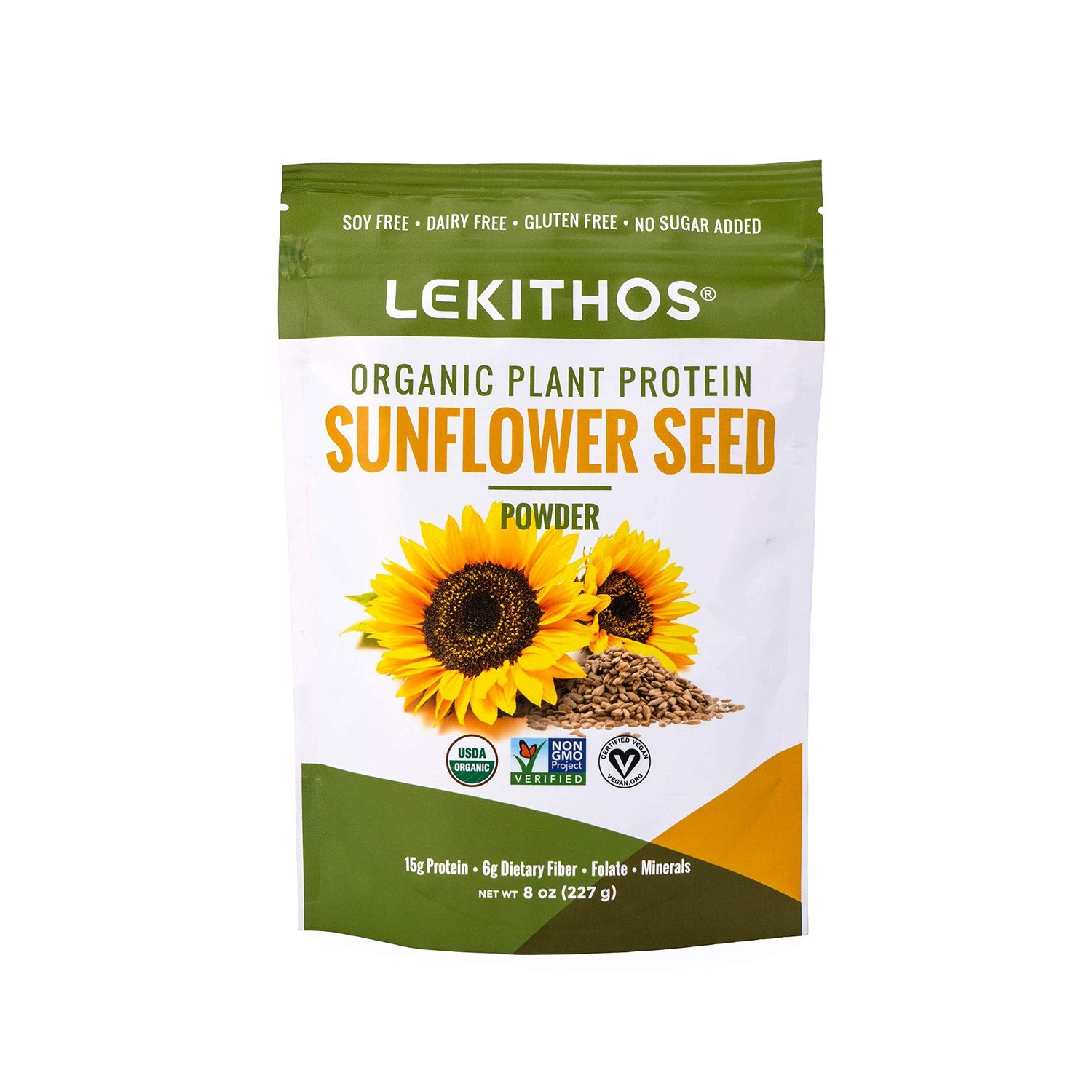Lekithos Organic Sunflower Protein Sunflower - 8 oz - 15g Protein - Certified USDA Organic, Non-GMO Project Verified, No Added Sugars - Certified Vegan - Gluten Free
