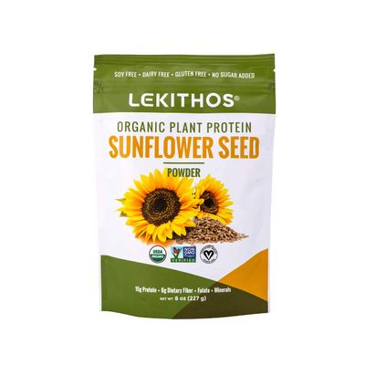 Lekithos Organic Sunflower Protein Sunflower - 8 oz - 15g Protein - Certified USDA Organic, Non-GMO Project Verified, No Added Sugars - Certified Vegan - Gluten Free
