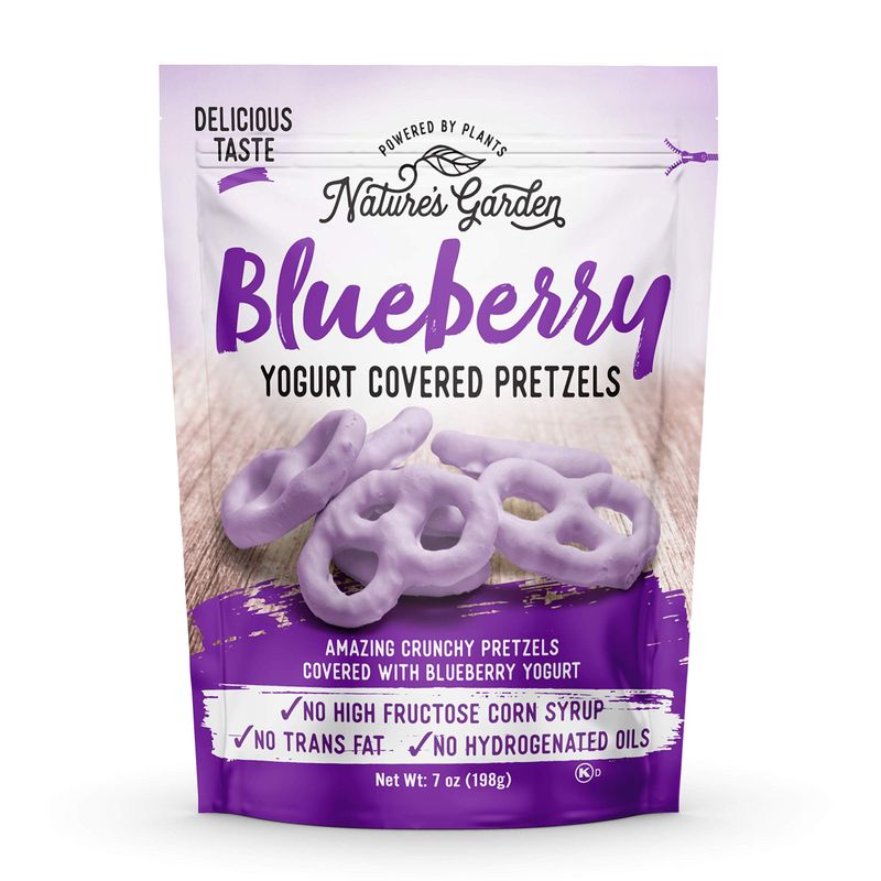 Nature's Garden Blueberry Yogurt Covered Pretzels, No Trans Fat, Indulgent Snack, Flavored Pretzels - 7 Oz Bag (Pack of 1)
