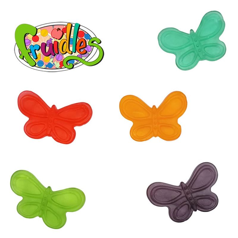 Fruidles Large Butterflies Gummi Candy 3" Inch, Assorted Fruit Flavors Gummies, Allergy Friendly, Non-GMO, No Artificial Sweeteners Gummy (Large Butterfly Gummi, 5 Pounds)