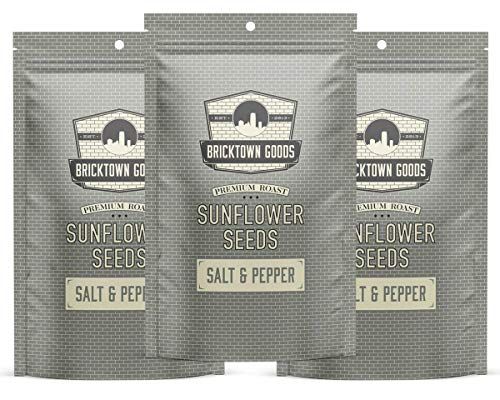 Bricktown Goods Salt and Pepper Flavored Sunflower Seeds - 3 Pack - Boldly Seasoned and Roasted In-Shell Sunflower Seeds - 24 oz Total