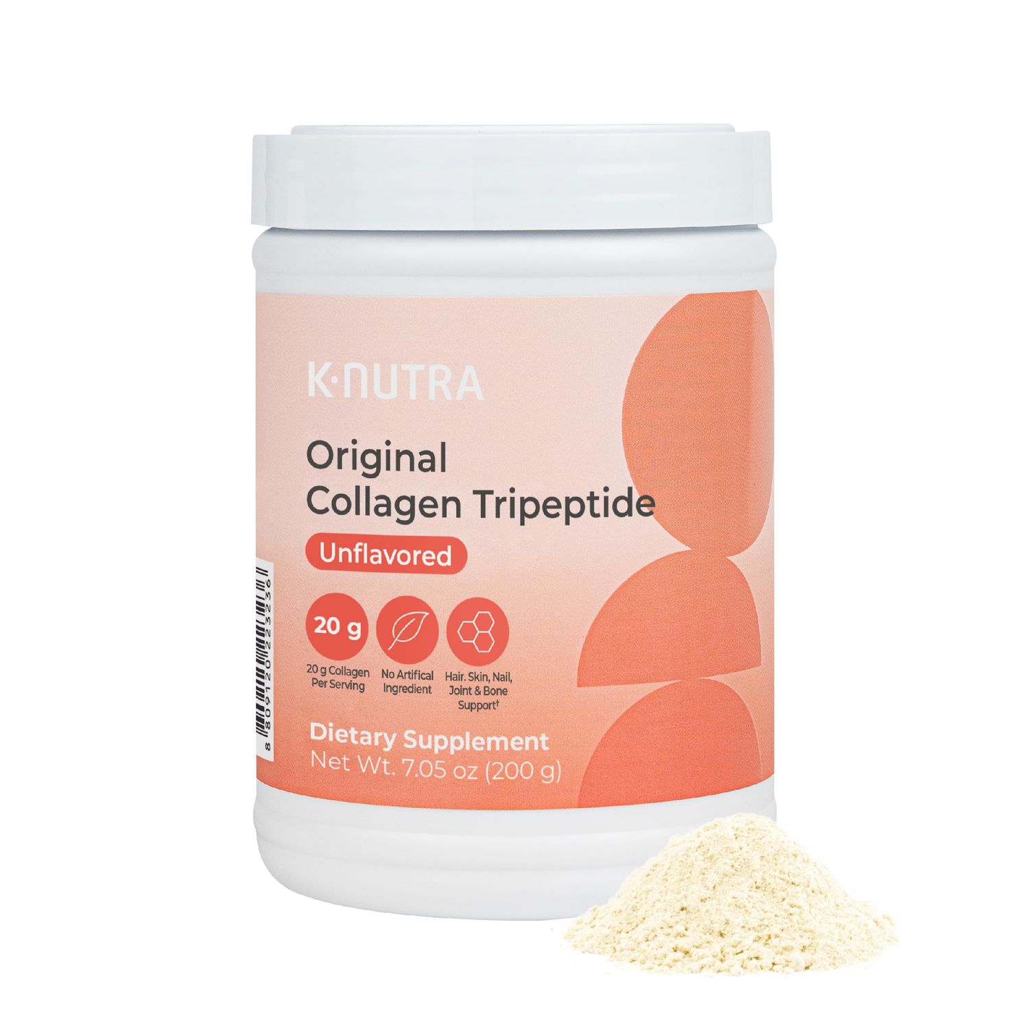 K-Nutra Original Collagen Tripeptide  200g (7.05oz)  100% Pure Freshwater Collagen Powder  200X Absorption GPH  Supports Skin Hydration, Hair &amp; Nail Health