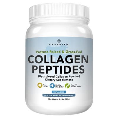 AMANDEAN Collagen Peptides Powder (17.6oz). Grass-Fed Hydrolyzed Protein Supplement. Promotes Healthy Joints, Skin, Hair, Nails. Unflavored &amp; Easy to Mix.