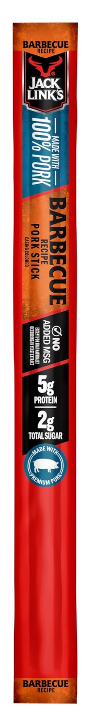 Jack Link&#39;s Meat Sticks, Barbecue Recipe Pork - Protein Snack Stick with 5g of Protein, Meat Snack Sticks Made with 100% Pork, Keto Friendly - 0.92 Oz. (1 Count)