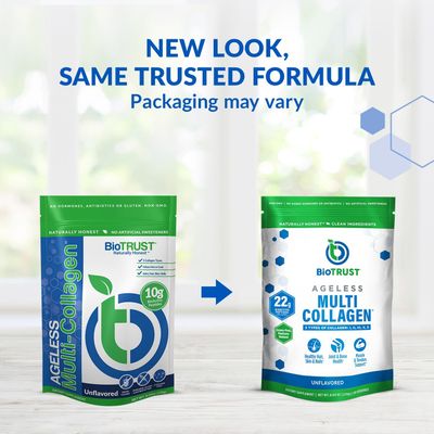 BioTrust Ageless Multi Collagen Peptides Powder - 5 Types (I, II, III, V, X) - Unflavored Collagen Powder for Women &amp; Men - Hydrolyzed Protein - Grass Fed Beef, Fish, Chicken, Eggshell Membrane