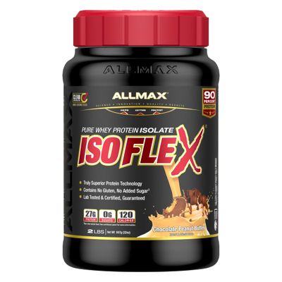 ALLMAX Nutrition ISOFLEX Whey Protein Isolate, Chocolate Peanut Butter - 2 lb - 27 Grams of Protein Per Scoop - Zero Fat &amp; Sugar - 99% Lactose Free - Gluten Free &amp; Soy Free - Approximate 30 Servings