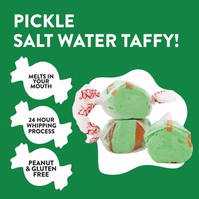 Taffy Town Candies- Pickle  Gourmet Taffy Nougat-Style Candy Soft &amp; Delicious Sumer Snack Treats Party Good Candies 2.5lbs