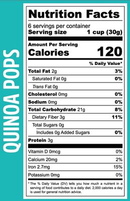 La Purita Quinoa Pops - Puffed Quinua Cereal, Gluten-Free, Vegan Superfood, 6.35 oz (6.35 Ounce (Pack of 1), Unflavored)