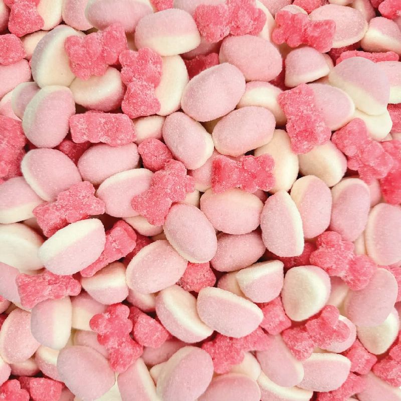 Pink Candy Mix  2-Pound Bag  Sour Gummy Bears  Puffy Gummies  Tutti-Frutti and Strawberry Flavors