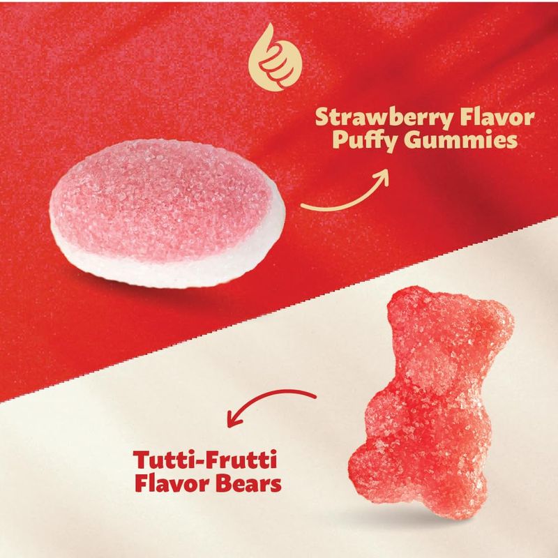 Pink Candy Mix  2-Pound Bag  Sour Gummy Bears  Puffy Gummies  Tutti-Frutti and Strawberry Flavors