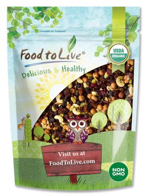 Food to Live - Organic Snack Mix, 2 Pounds - Raw Nuts and Berries with Pumpkin Seeds, Non-GMO, Non-Irradiated, Kosher, Vegan Superfood, Bulk, Great Trail Mix, Rich in Natural Antioxidants