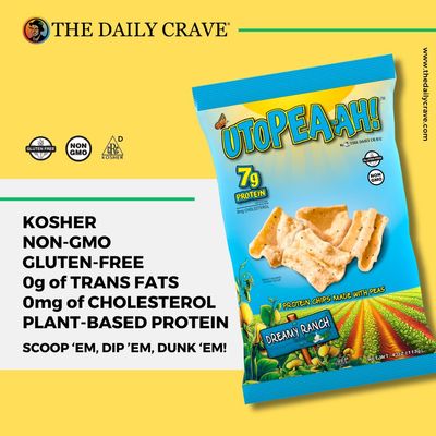 The Daily Crave Dreamy Ranch Utopeah-ah Protein Chips - Gluten Free, Non-GMO, 7g Plant-Based Protein, Kosher, Peanut & Treenut Free - 4 Oz (Pack Of 8)