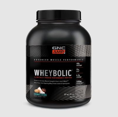GNC AMP Wheybolic Whey Protein Powder Isolate with BCAA  Targeted Muscle Building and Workout Support Formula  Gluten Free  Coconut Caramel 25 Servings