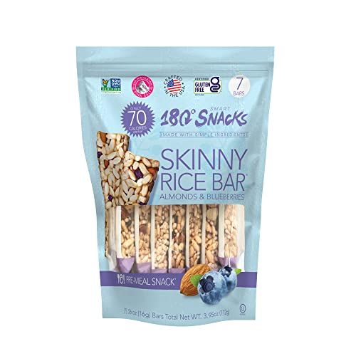 180 Snacks Pre-Meal Snack Skinny Rice Bar with Himalayan Salt 1 Pack, 3.22oz (Blueberry &amp; Almond)