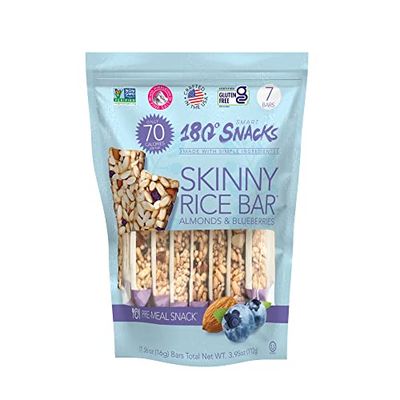 180 Snacks Pre-Meal Snack Skinny Rice Bar with Himalayan Salt 1 Pack, 3.22oz (Blueberry &amp; Almond)