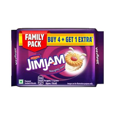 Britannia Treat Naughty Jim Jam Sandwich Biscuits 16.22oz (460g) - Pack of 1 - Breakfast &amp; Tea Time Snacks - Delicious Grocery Cookies