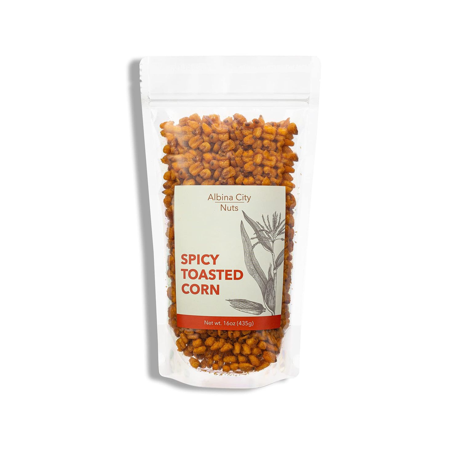 Albina City Nuts Spicy Toasted Corn - Supremely Spicy, Tasty Snack with a Gentle Crunch Made from Non-GMO Ingredients Free of Sulfites, Gluten, Artificial Flavors, and Preservatives - 1lb