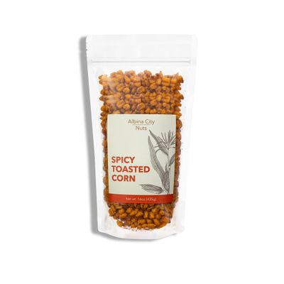 Albina City Nuts Spicy Toasted Corn - Supremely Spicy, Tasty Snack with a Gentle Crunch Made from Non-GMO Ingredients Free of Sulfites, Gluten, Artificial Flavors, and Preservatives - 1lb