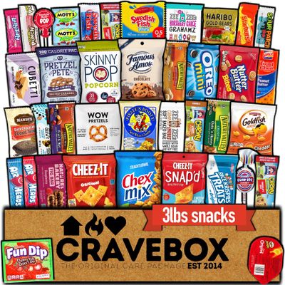 CRAVEBOX Snacks and Candy Box Gift Snack Boxes for Adults - College Back to School