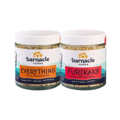 Barnacle Foods Kelp Seasoning Variety Pack  2.5 oz.  Everything Bagel &amp; Furikake Rice Seasoning  Great Spice for Cooking, Meals &amp; Snacks  Made in Alaska  2 Pack