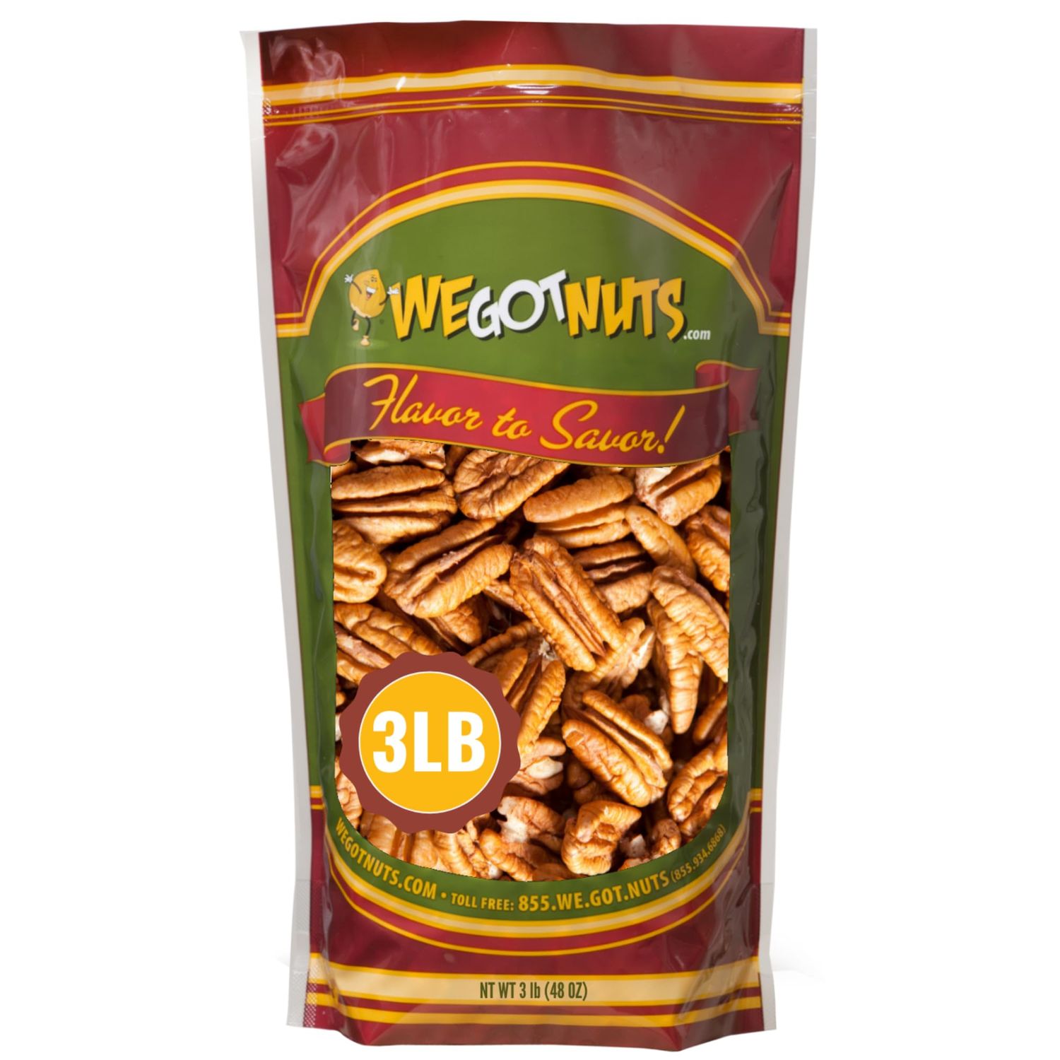 We Got Nuts Unsalted Raw Pecans for Cooking, Baking &amp; Snacking, Vegan Protein, Keto Snack, Gluten Free, Kosher Certified (3 Pound (Pack of 1))