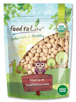 Organic Raw Blanched Hazelnuts, 8 Ounces - Non-GMO Filberts, No Skin, Unsalted, Unroasted, Vegan, Bulk Nuts. Good Source of Protein. Great for Desserts and Making Nut Butter