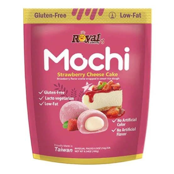 Royal Family Mochi, Strawberry Cheesecake Flavor, (2 Pack 12.7 oz) - Gluten-Free, Low-Fat, Lacto-Vegetarian Treat