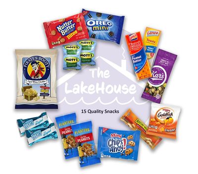 Care Package for College Students 15 Count, Military, Finals, Birthday, Office Snacks, Road Trips and Camp Care Package with Chips, Cookies and Candy From The LakeHouse