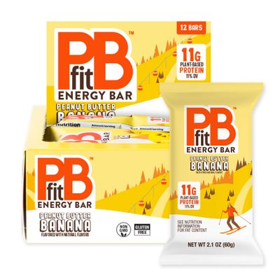 PBfit Peanut Butter Banana Energy Bars, 11g Protein, 5g Fiber, Gluten Free, Vegan, Plant-Based, Non-GMO, 2.1 Oz (Pack of 12)