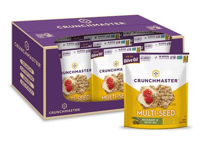 Crunchmaster Multi-Seed Gluten-Free Rosemary &amp; Olive Oil, 4 Ounce Bags (Pack of 12)