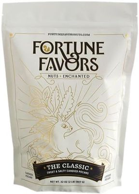 Fortune Favors Candied Pecans, Sweet and Salty Snack, Hand Crafted in Small Batches, USA-Grown (32oz, Classic)