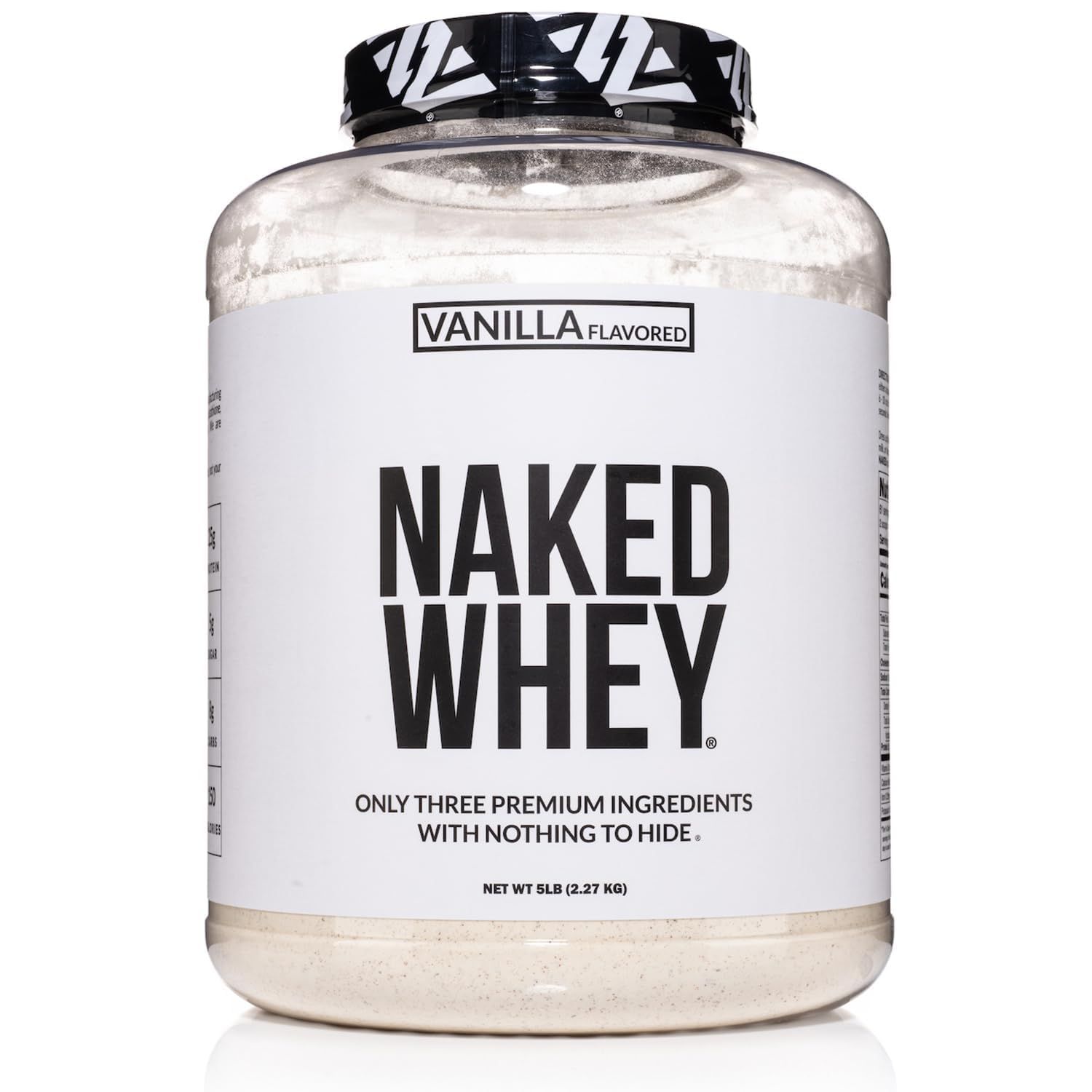 Naked Vanilla Whey Protein Powder - All Natural Grass Fed Whey Protein Powder, Vanilla Flavor, Organic Coconut Sugar, 5Lb Bulk, GMO-Free, Soy Free, Gluten Free - 61 Servings